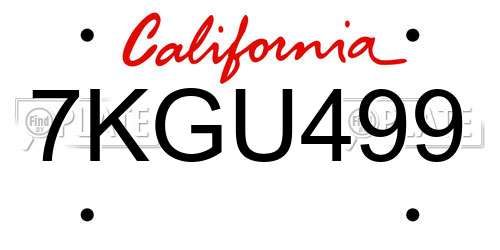 7KGU499 California License Plate