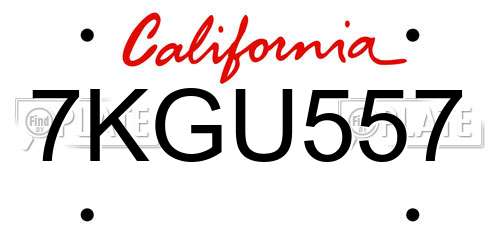 7KGU557 California License Plate