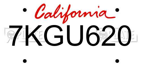 7KGU620 California License Plate