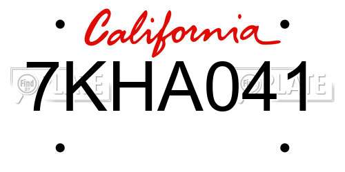 7KHA041 California License Plate