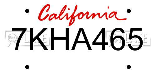 7KHA465 California License Plate