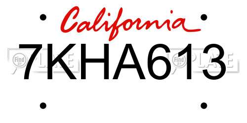 7KHA613 California License Plate