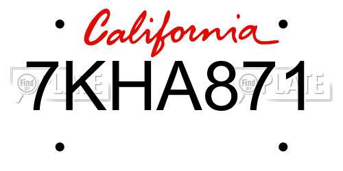 7KHA871 California License Plate