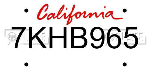 7KHB965 California License Plate