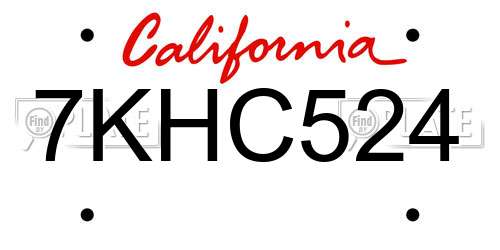 7KHC524 California License Plate