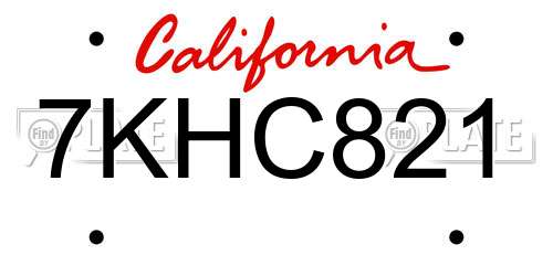 7KHC821 California License Plate