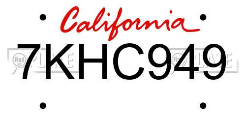 7KHC949 California License Plate