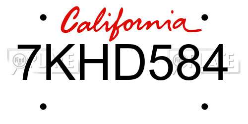 7KHD584 California License Plate