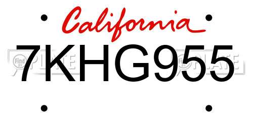 7KHG955 California License Plate