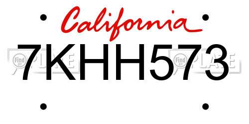 7KHH573 California License Plate