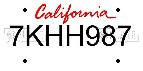7KHH987 California License Plate