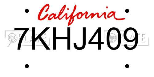 7KHJ409 California License Plate