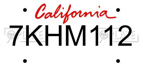 7KHM112 California License Plate
