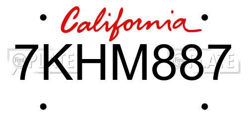 7KHM887 California License Plate