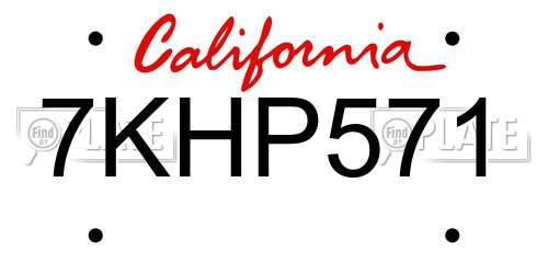 7KHP571 California License Plate