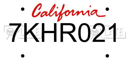 7KHR021 California License Plate