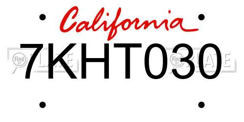 7KHT030 California License Plate