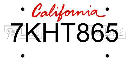 7KHT865 California License Plate