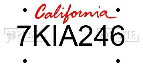 7KIA246 California License Plate