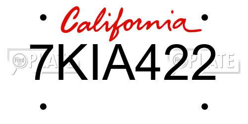 7KIA422 California License Plate