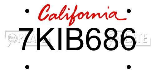 7KIB686 California License Plate