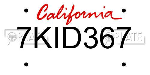 7KID367 California License Plate