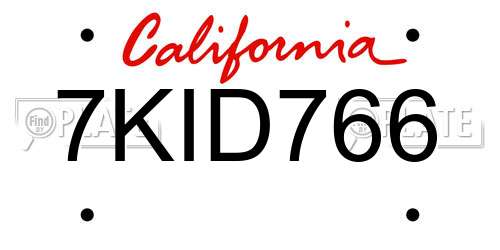 7KID766 California License Plate