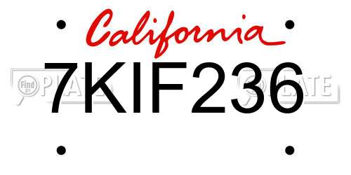 7KIF236 California License Plate