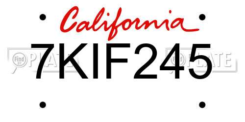 7KIF245 California License Plate