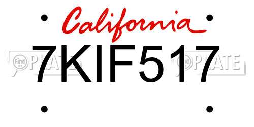 7KIF517 California License Plate