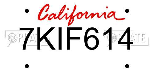 7KIF614 California License Plate