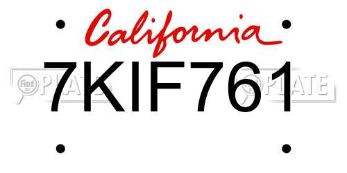 7KIF761 California License Plate