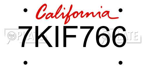7KIF766 California License Plate