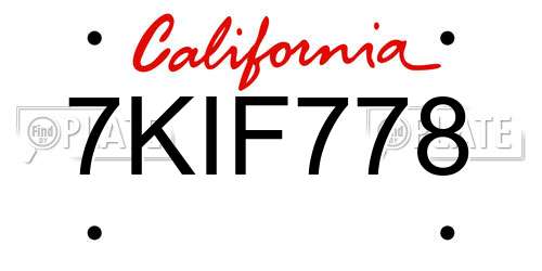 7KIF778 California License Plate