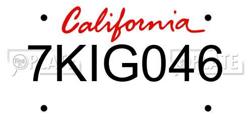 7KIG046 California License Plate