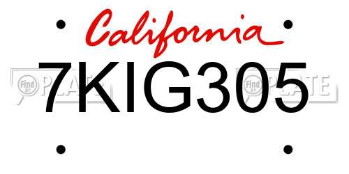 7KIG305 California License Plate