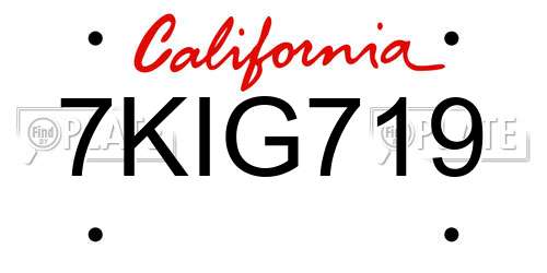 7KIG719 California License Plate