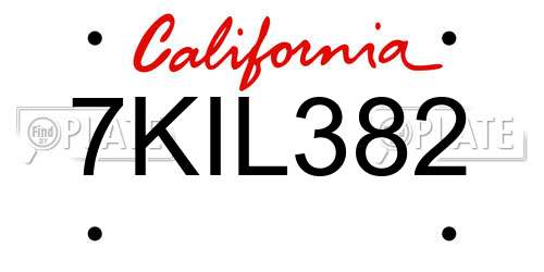 7KIL382 California License Plate