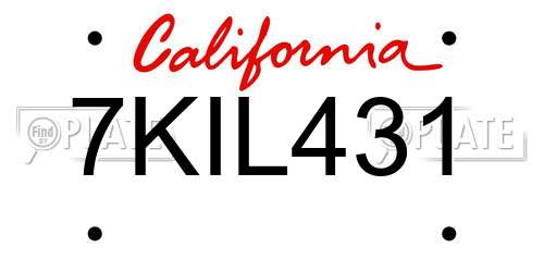 7KIL431 California License Plate