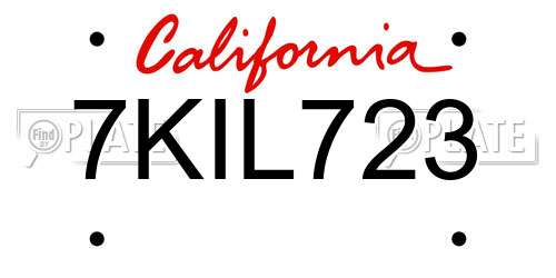 7KIL723 California License Plate