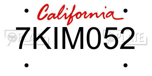 7KIM052 California License Plate