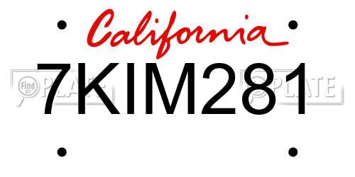 7KIM281 California License Plate