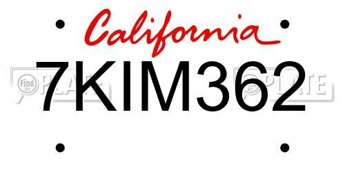 7KIM362 California License Plate