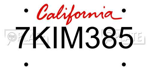 7KIM385 California License Plate