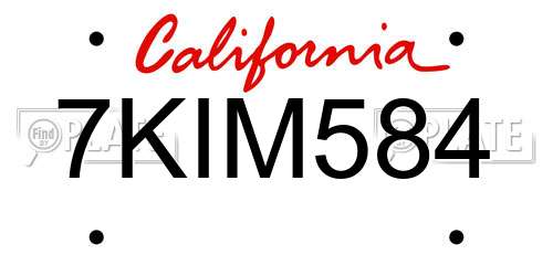 7KIM584 California License Plate