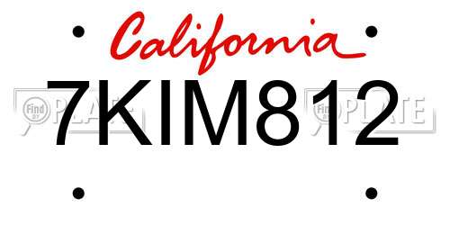 7KIM812 California License Plate