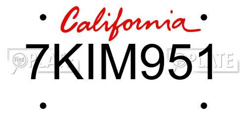7KIM951 California License Plate
