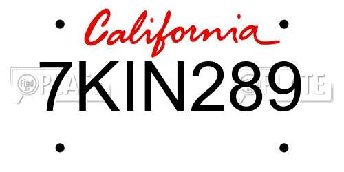 7KIN289 California License Plate