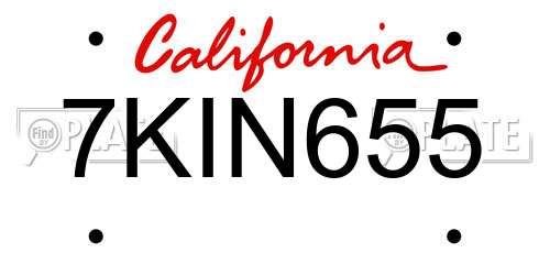 7KIN655 California License Plate