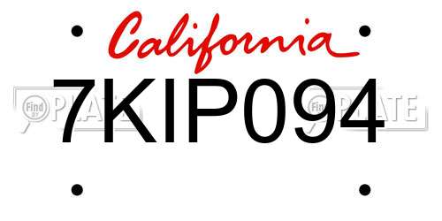 7KIP094 California License Plate